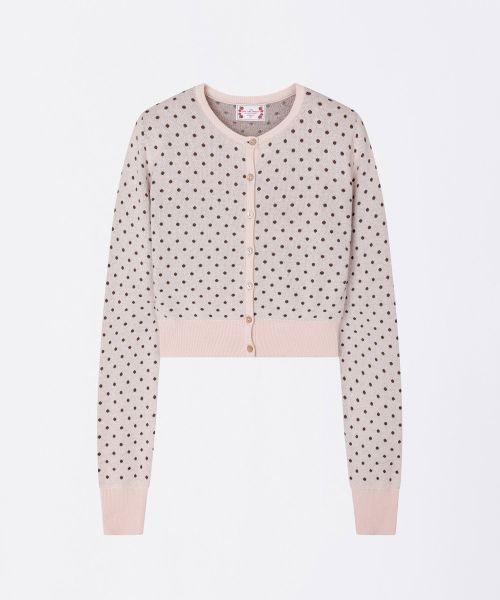 Shop (Women) SCULPTOR Baby Pink/Brown Polka Dot Cardigan SC25S213PK