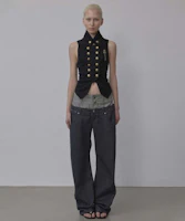 Order (Women) Sculptor Beaded Layered Nonfade Gray Denim Pants SC25S411GY