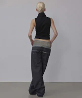Lookbook (Women) Sculptor Beaded Layered Nonfade Gray Denim Pants SC25S411GY