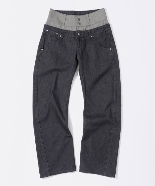 Shop (Women) Sculptor Beaded Layered Nonfade Gray Denim Pants SC25S411GY