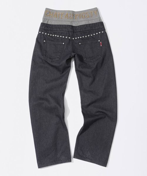 Purchase (Women) Sculptor Beaded Layered Nonfade Gray Denim Pants SC25S411GY