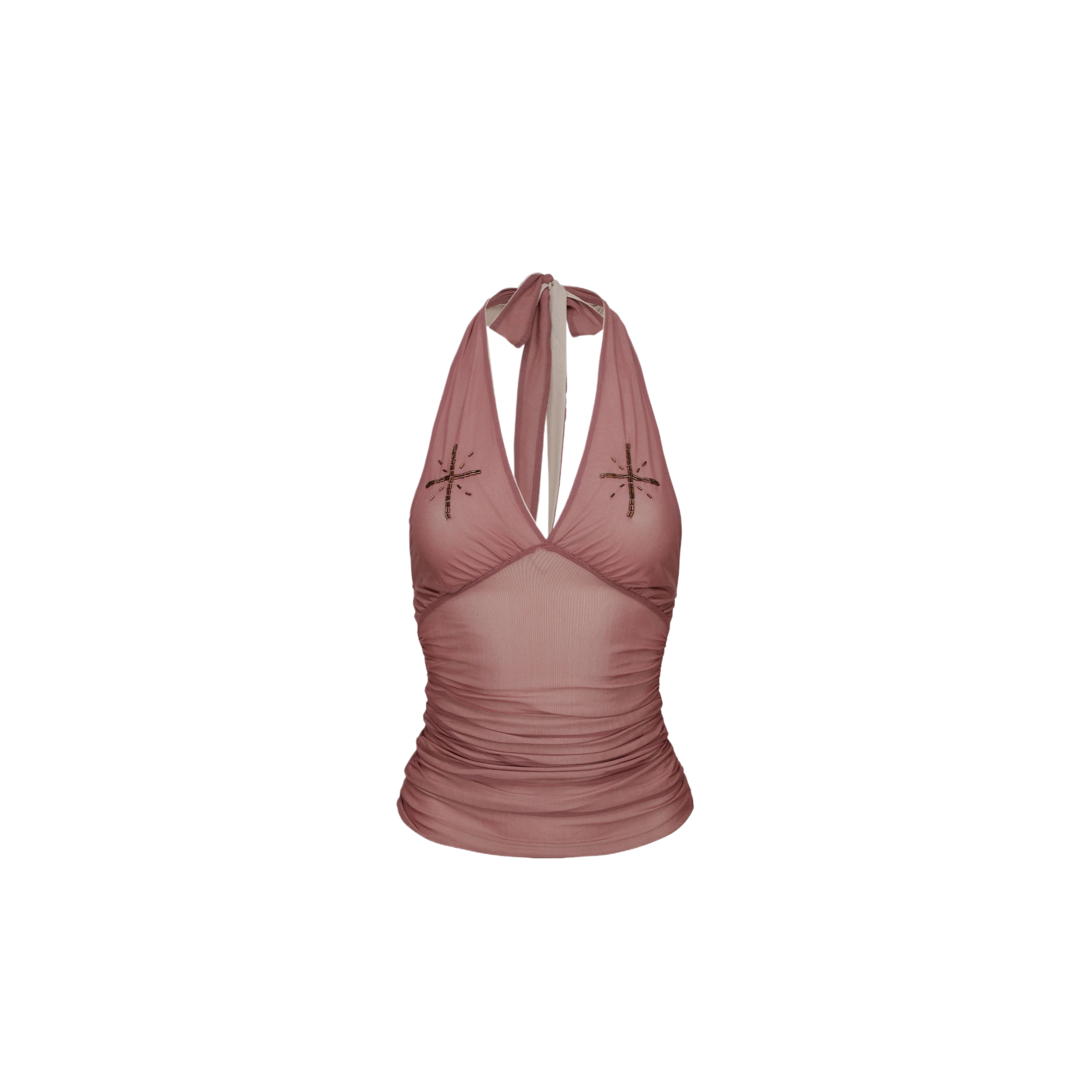 (Women) SCULPTOR Beaded Mesh Tank Top - SC24A214PK