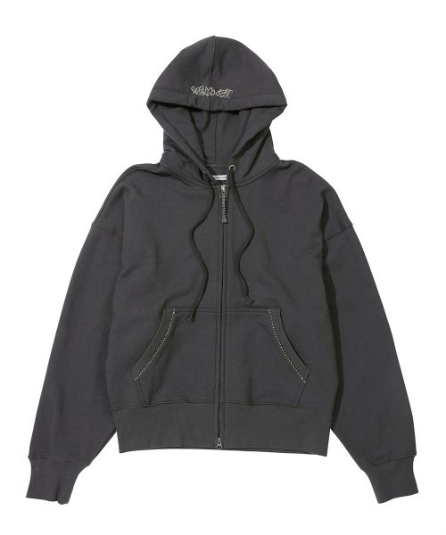 Shop (Women) SCULPTOR Beaded Saint Charcoal Zip-Up Hoodie SC24A121FLCH