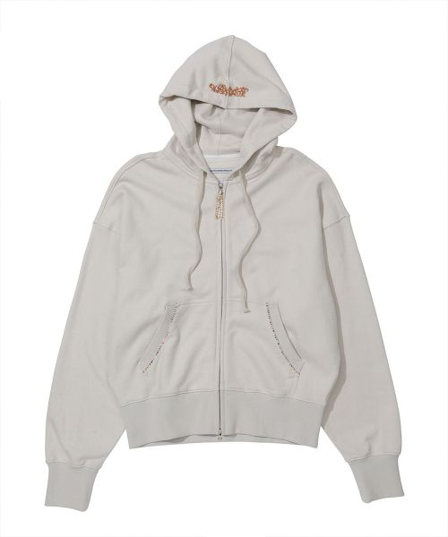 Purchase (Women) SCULPTOR Beaded Saint Zip-Up Hoodie Dirty White SC24A121FLWH