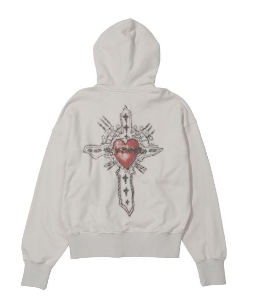 Details for (Women) SCULPTOR Beaded Saint Zip-Up Hoodie Dirty White SC24A121FLWH