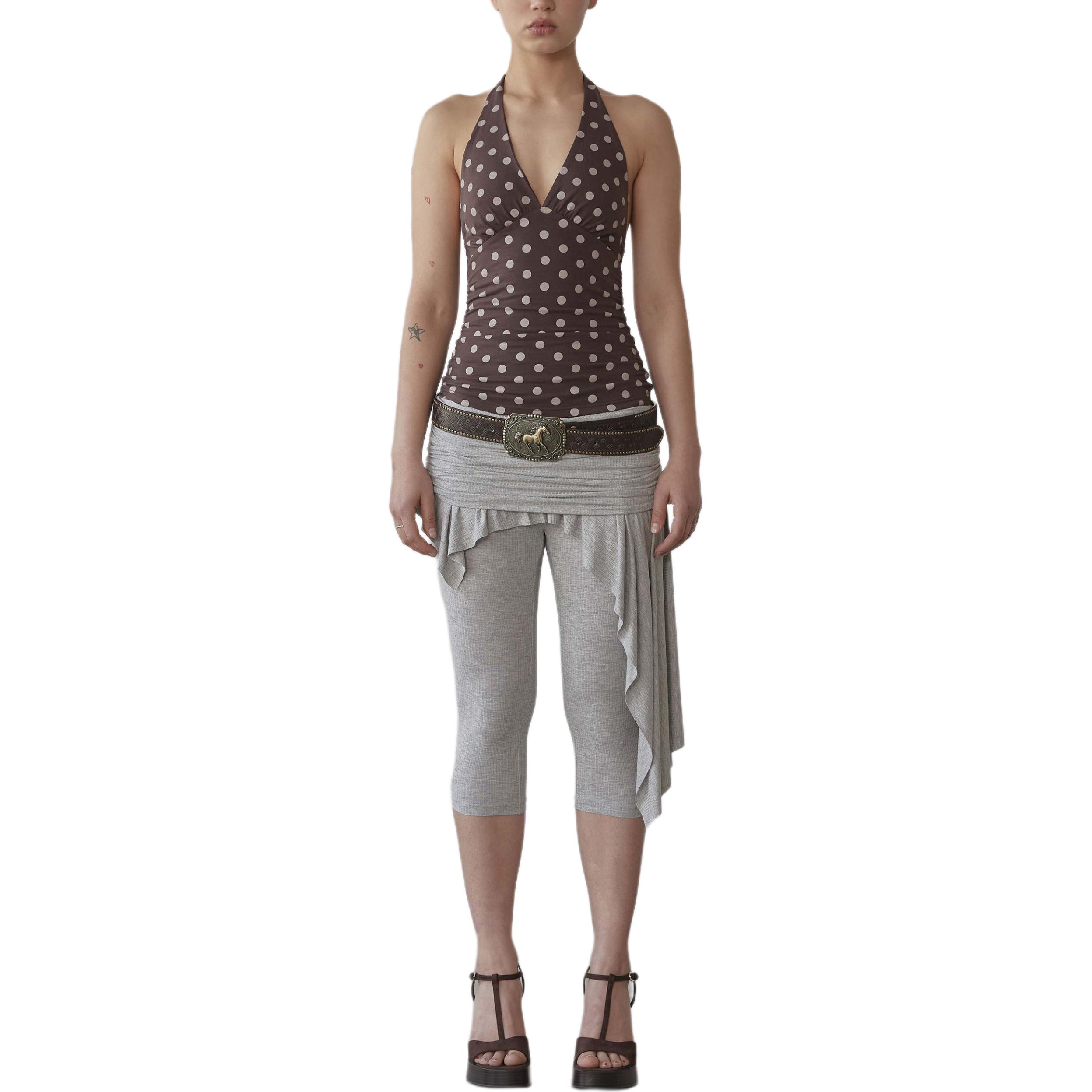 (Women) SCULPTOR Early Fall Dot Halter Top Comfortable Minimalist Tank Top - Women SCU-SS25-12735