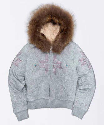 (Women) SCULPTOR Fur Trim Hooded Zip-Up Jacket in Melange Gray SC25A124NMMG Buy (Women) SCULPTOR Fur Trim Hooded Zip-Up Jacket in Melange Gray SC25A124NMMG