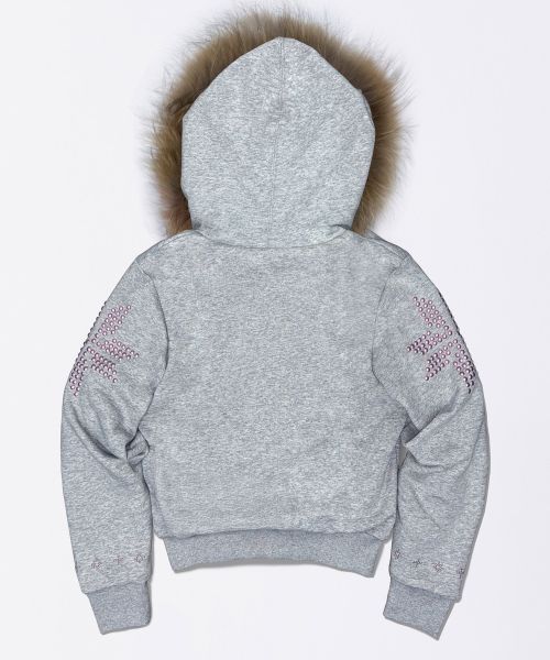 Purchase (Women) SCULPTOR Fur Trim Hooded Zip-Up Jacket in Melange Gray SC25A124NMMG