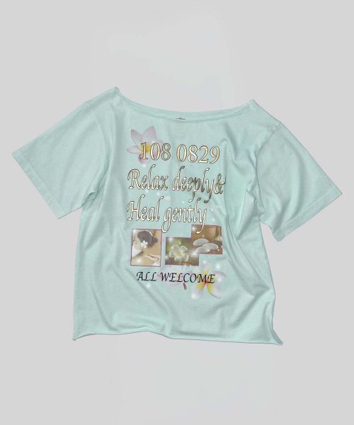 (Women) SCULPTOR Healing Off-Shoulder T-Shirt in Baby Blue SC26S210BL