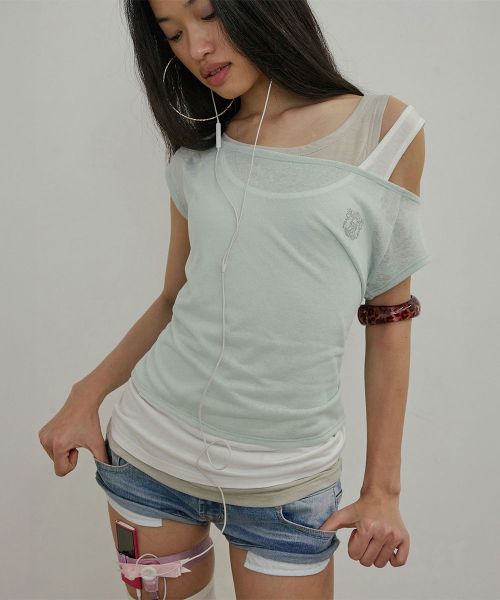 (Women) SCULPTOR Lazy Sleeveless Layered Mint Tee SC26S279MT