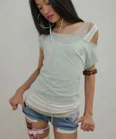 (Women) SCULPTOR Lazy Sleeveless Layered Mint Tee SC26S279MT (Women) SCULPTOR Lazy Sleeveless Layered Mint Tee SC26S279MT