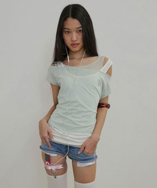 Order (Women) SCULPTOR Lazy Sleeveless Layered Mint Tee SC26S279MT
