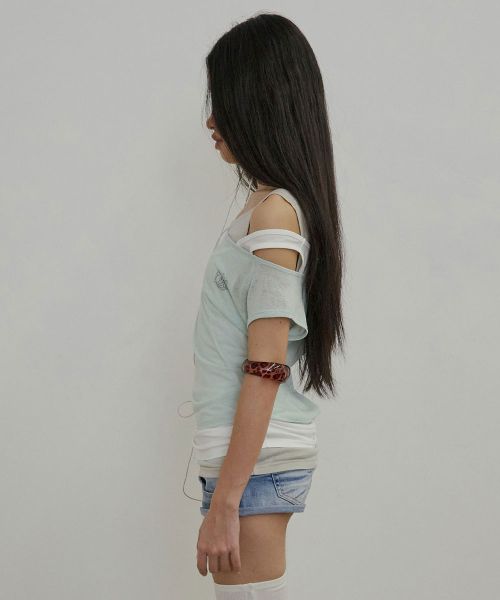 Lookbook (Women) SCULPTOR Lazy Sleeveless Layered Mint Tee SC26S279MT