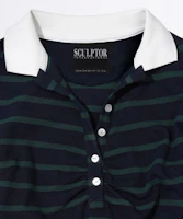 Purchase (Women) Sculptor Shirring Tennis Shirt Navy Green Stripe SC24A234NA