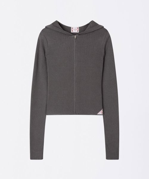 Shop (Women) SCULPTOR Silhouette Knit Zip-Up Hoodie in Charcoal SC25S109CH