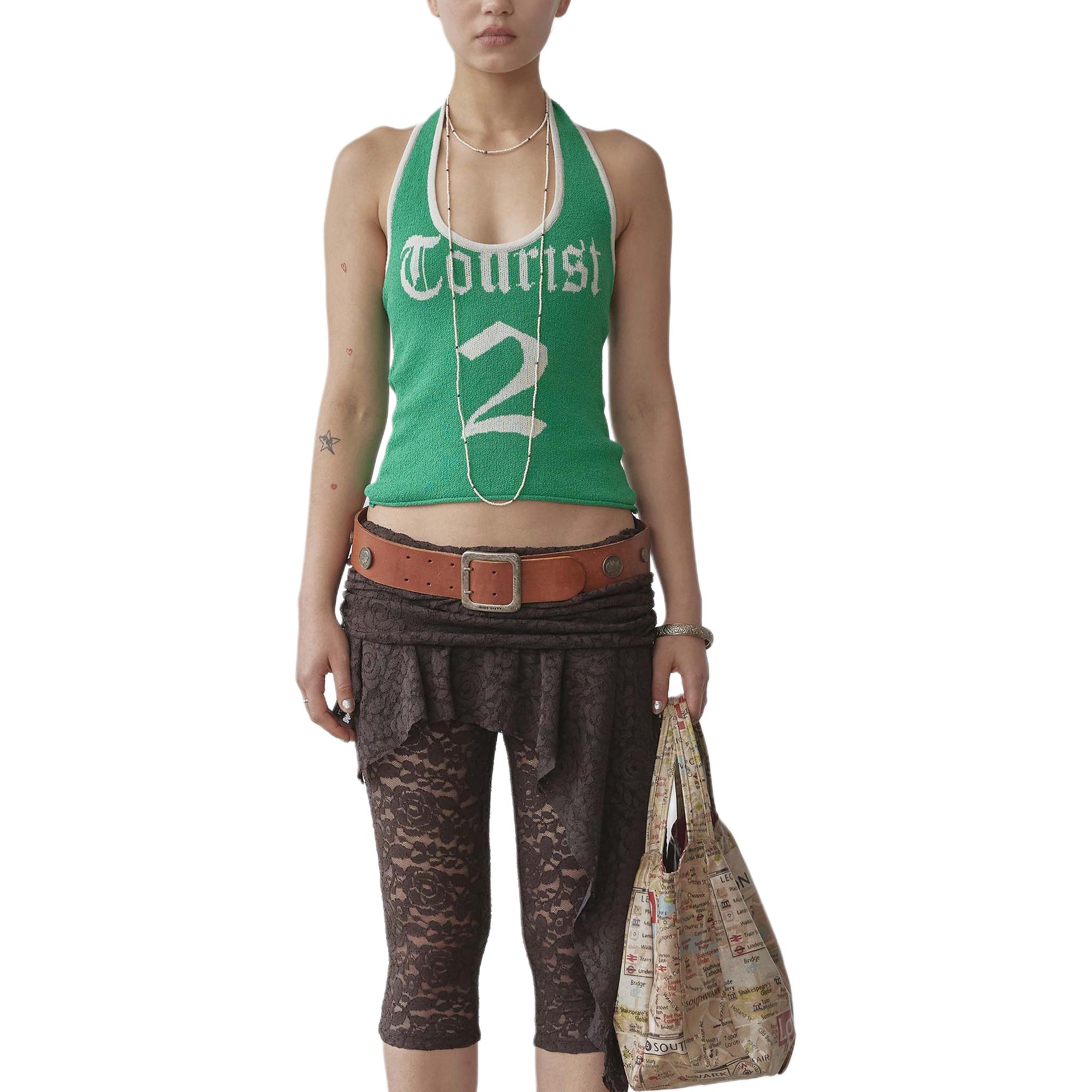 (Women) SCULPTOR Tourist Boucle Halter Minimalist Casual Letter Number Tank Top Women SCU-SS25-12900