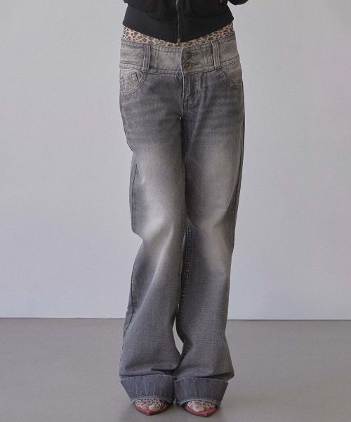 Order (Women) Sculptor Union Jack Engineered Denim Washed Gray Jeans SC25S410LG
