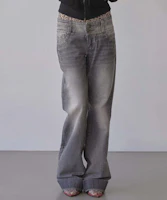 Order (Women) Sculptor Union Jack Engineered Denim Washed Gray Jeans SC25S410LG