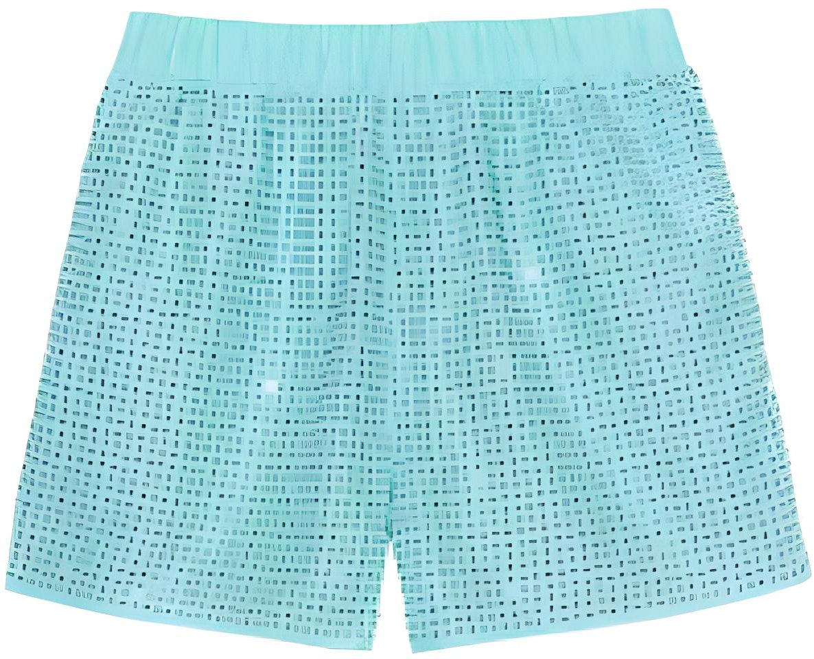 women-self-portrait-beaded-sequin-high-waist-loose-shorts-mint-green-swf-341-k00700