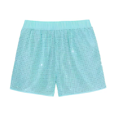 (Women) Self-Portrait Beaded Sequin High-Waist Loose Shorts - Mint Green SWF341K00700