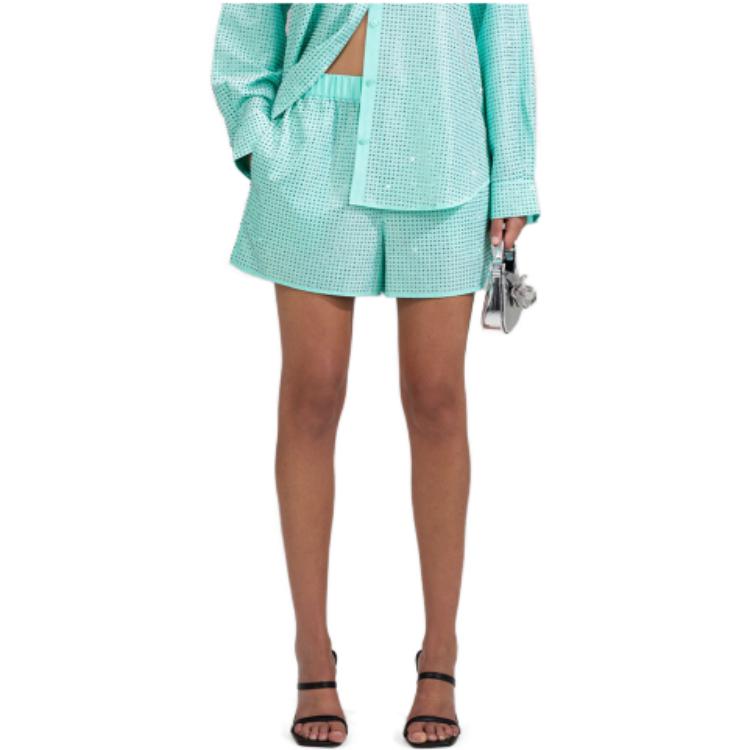 Lookbook (W) Self-Portrait 珠飾亮片高腰寬鬆短褲 - 薄荷綠 SWF341K00700