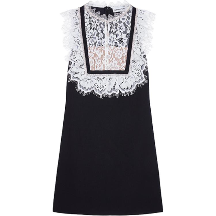 (Women) Self-Portrait  Black & White Contrast Lace Sleeveless Mini Dress SWF345Y13300 圖 2
