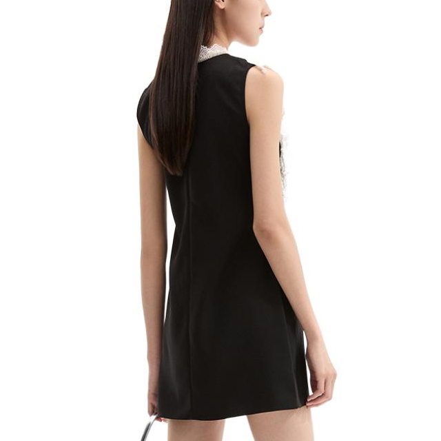 (Women) Self-Portrait  Black & White Contrast Lace Sleeveless Mini Dress SWF345Y13300 圖 4