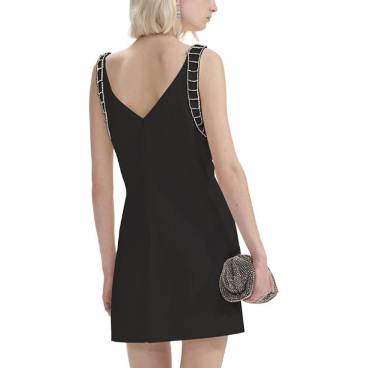 (Women) Self-Portrait  Black A-Line V-Neck Sleeveless Dress with Crystal Details SWF353Y09300 圖 4