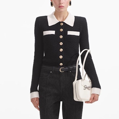 (W) Self-Portrait 黑白撞色翻領針織毛衣 SWF361M02900 Lookbook (W) Self-Portrait 黑白撞色翻領針織毛衣 SWF361M02900