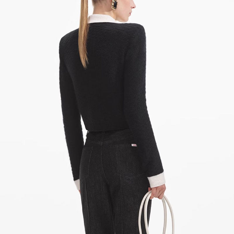 Shop (W) Self-Portrait 黑白撞色翻領針織毛衣 SWF361M02900