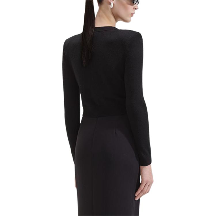 (Women) Self-Portrait  Black Classic Knit Cardigan Crew Neck Sweater. SWF352M05400 圖 4