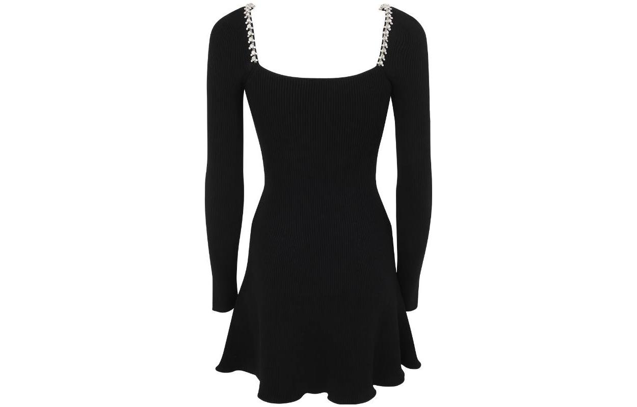 Lookbook (W) Self-Portrait 黑色水晶吊飾方領長袖連衣裙 PF23120SB