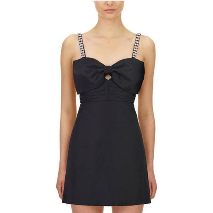 (Women) Self-Portrait  Black Cutout Bow Waist Slip Dress with Detachable Straps SWF204Y07700BLACK 圖 3