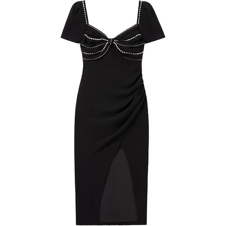 (Women) Self-Portrait  Black Elegant Heart-Neck Cut-Out Short Sleeve Long Dress SWF343Y00200 圖 2