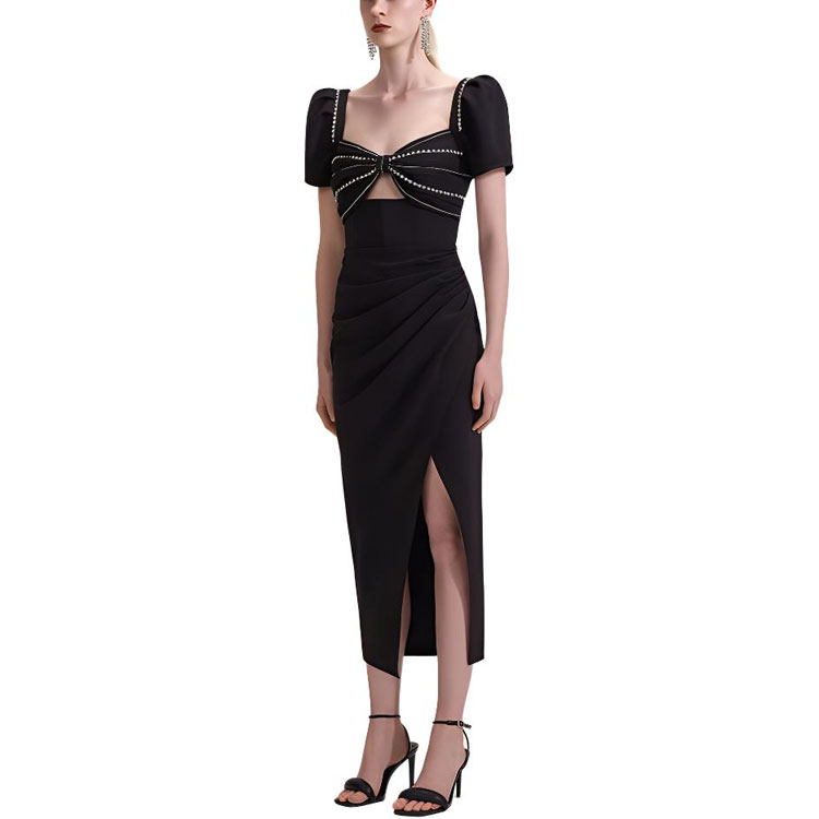 (Women) Self-Portrait  Black Elegant Heart-Neck Cut-Out Short Sleeve Long Dress SWF343Y00200 圖 4