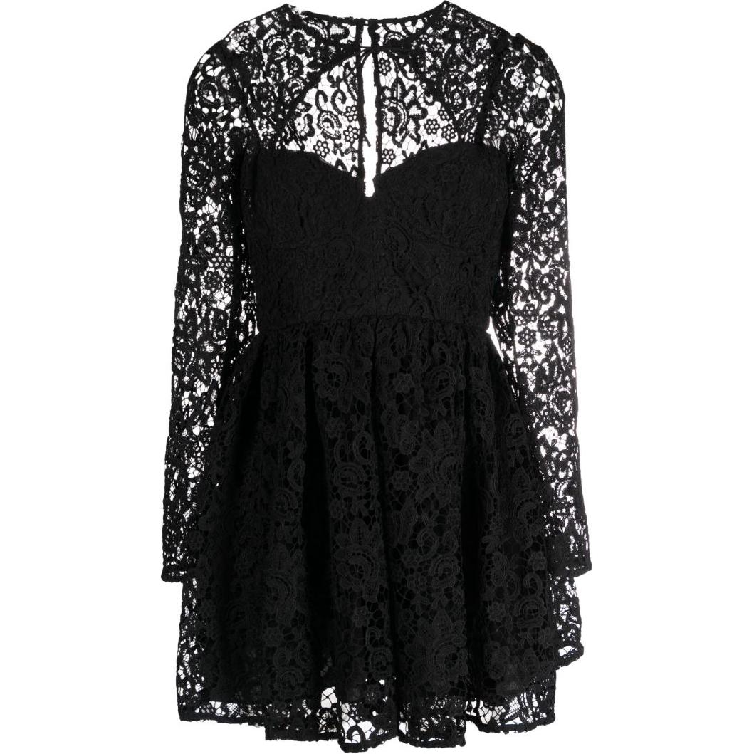(Women) Self-Portrait  Black Lace Cardigan Bustier Short Slim Fit Long Sleeve Dress AW23002SBBBLACK