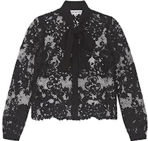 (Women) Self-Portrait Black Lace Pattern Long Sleeve Casual Shirt SWF344C02700 (Women) Self-Portrait Black Lace Pattern Long Sleeve Casual Shirt SWF344C02700