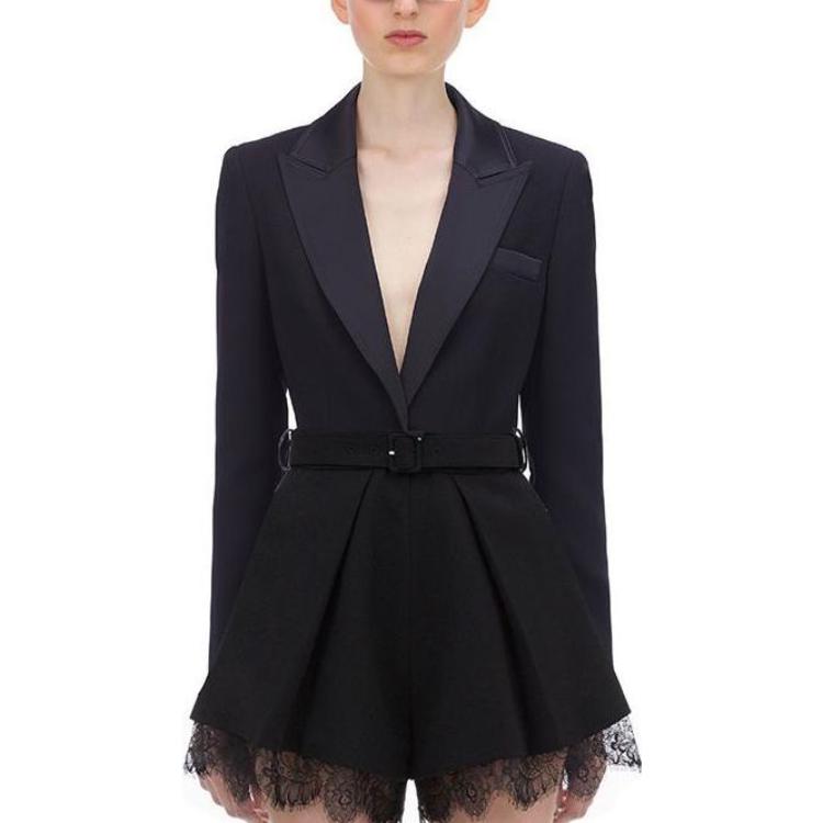 Lookbook (W) Self-Portrait 黑色蕾絲邊連身褲。 SWF201Y91400