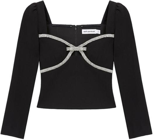 women-self-portrait-black-long-sleeve-crepe-embellished-square-neck-top-swf-351-c01100
