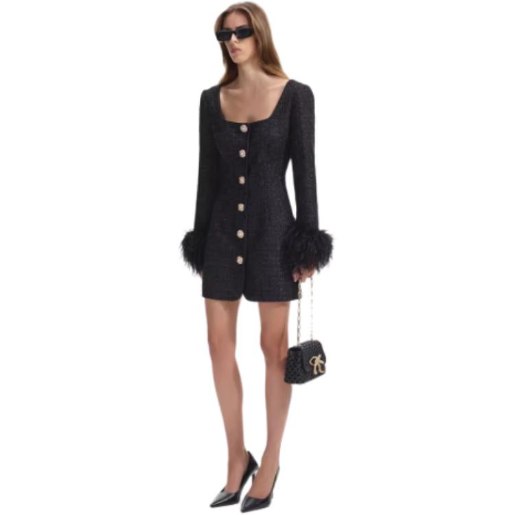 (Women) Self-Portrait  Black Long Sleeve Dress with Diamond Buttons SWF351Y01500 圖 5