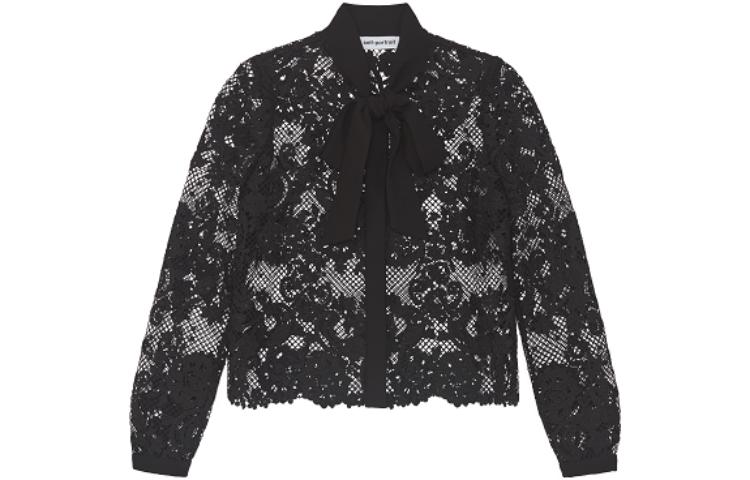 (Women) Self-Portrait  Black Long Sleeve Lace Shirt. SWF344C02700911