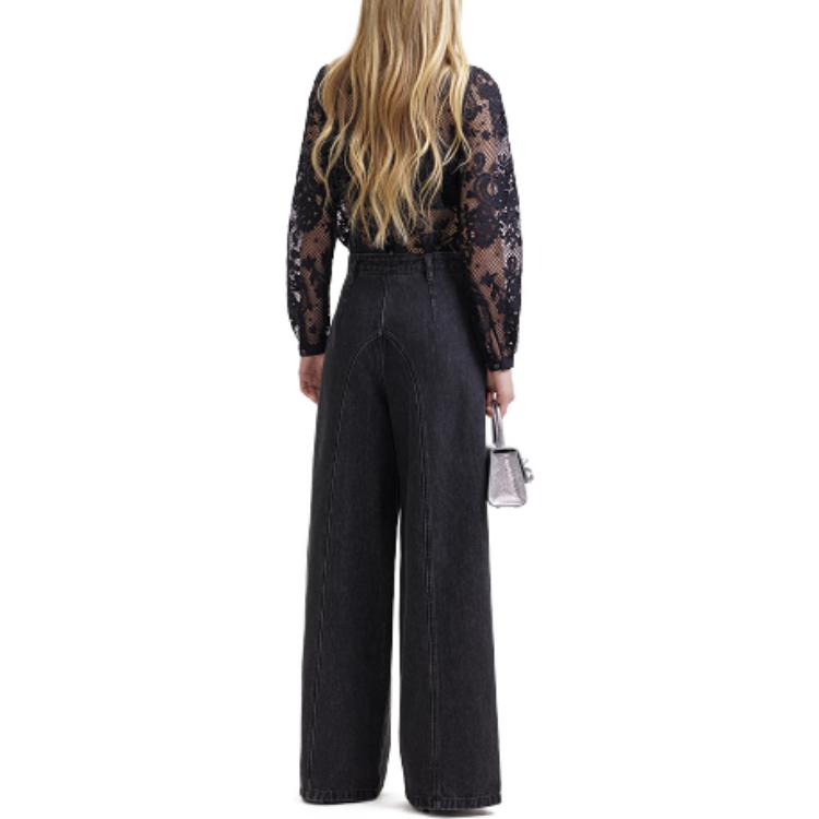 Shop (W) Camisa de encaje negra de manga larga Self-Portrait. SWF344C02700911