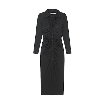 (Women) Self-Portrait Black Long Sleeve Midi Bodycon Dress SWF351Y00500