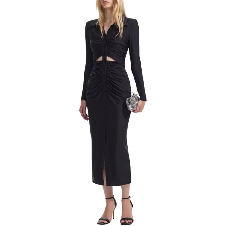 (Women) Self-Portrait  Black Long Sleeve Midi Bodycon Dress SWF351Y00500 圖 5