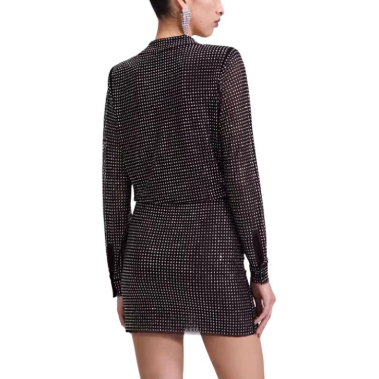 (Women) Self-Portrait  Black Long Sleeve Polo Neck Bodycon Mini Dress SWF343Y03800 圖 3