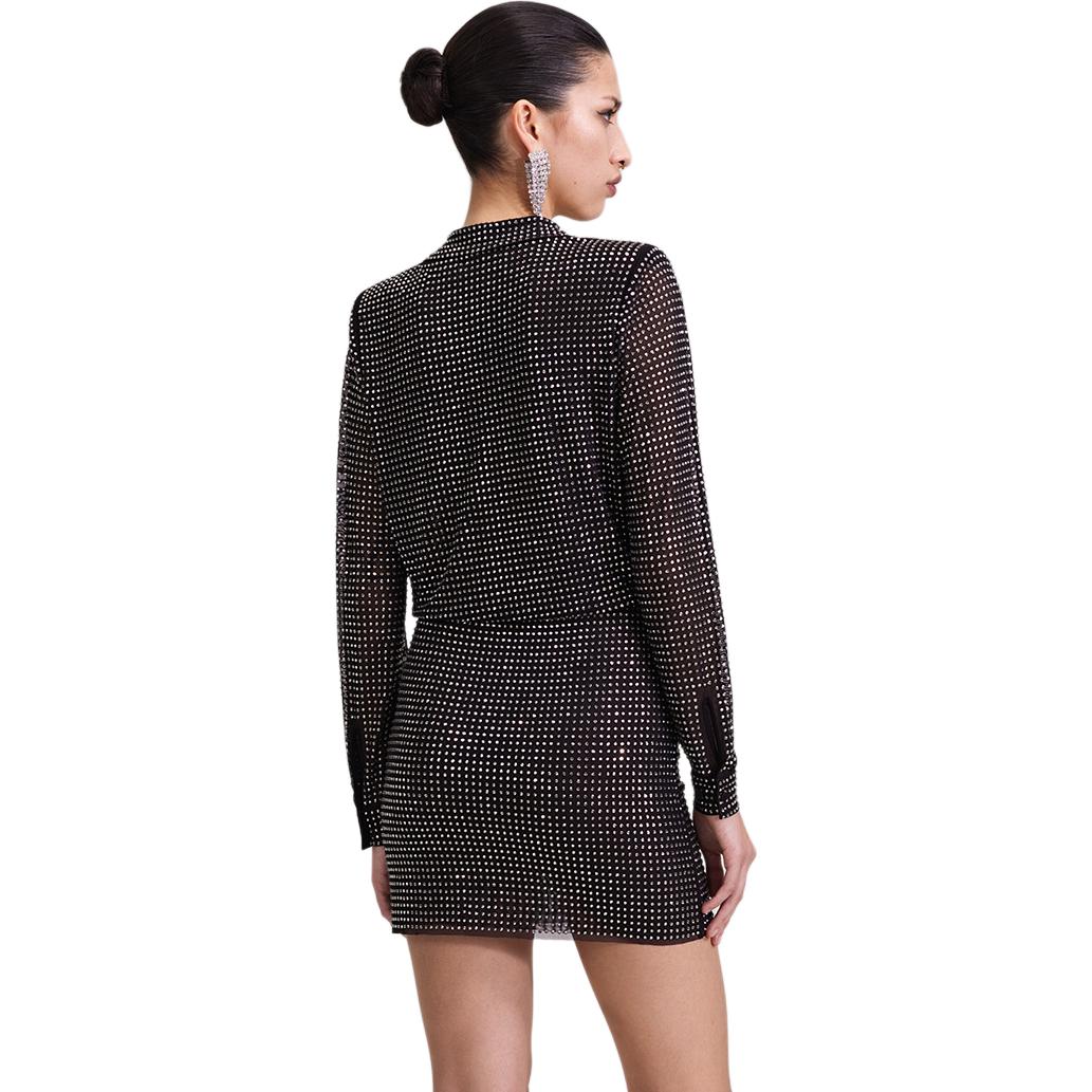 (Women) Self-Portrait  Black Long Sleeve Polo Neck Bodycon Mini Dress SWF343Y03800 圖 5