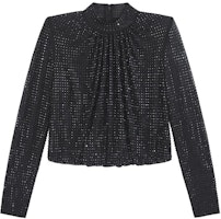 (Women) Self-Portrait Black Long Sleeve Shirt with Starry Rhinestone Details SWF344C02500 (Women) Self-Portrait Black Long Sleeve Shirt with Starry Rhinestone Details SWF344C02500