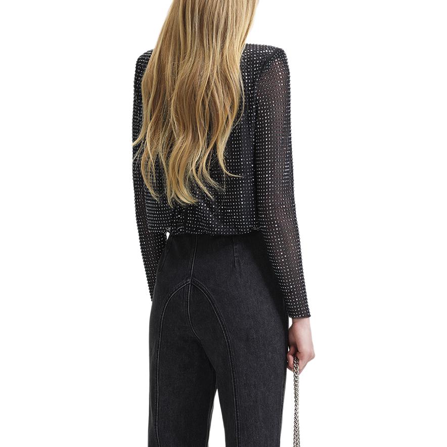 Shop (W) Self-Portrait 黑色長袖襯衫搭配星空亮片細節 SWF344C02500