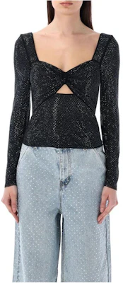 (Women) Self-Portrait Black Mesh Square Neck Long Sleeve Slim Fit Top 24PRS24019TBJS Buy (Women) Self-Portrait Black Mesh Square Neck Long Sleeve Slim Fit Top 24PRS24019TBJS