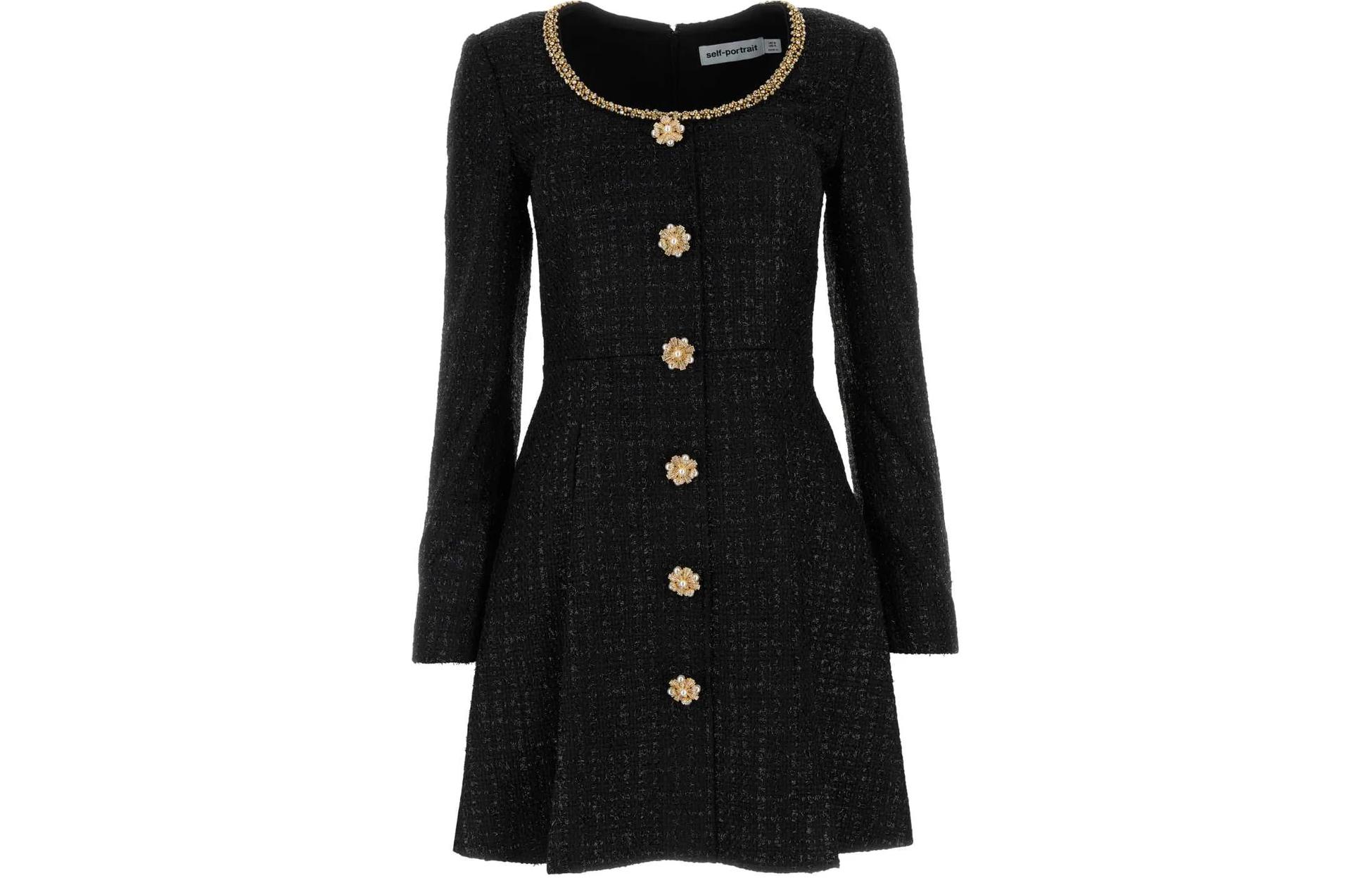 (Women) Self-Portrait  Black Midi Long-Sleeve Solid Dress RS24041SAB-BLACK 圖 2